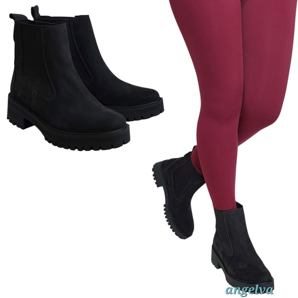 NWB Timberland courmayeur valley chelsea boots black leather block heel classic - Picture 3 of 16